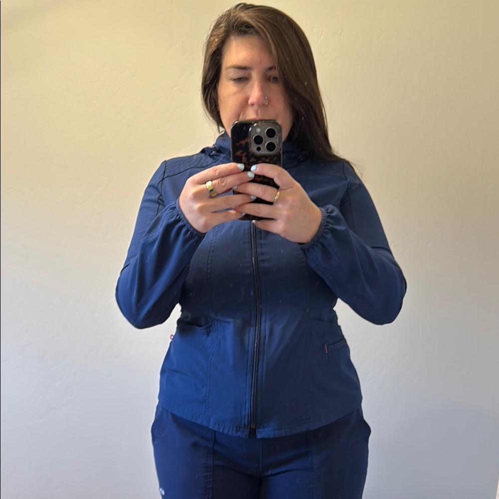 Women's Blue Scrub Jacket - Picture 3 of 8